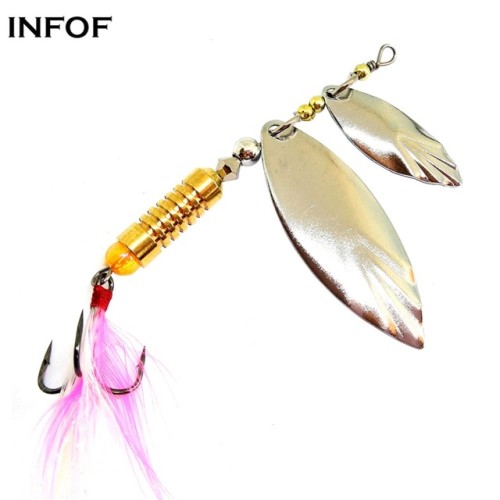 Fishing Lures Metal VIB Hard Spinner Blade Bait with Treble Hooks for Bass  Trout