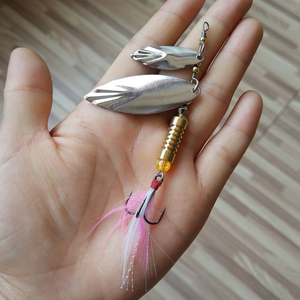 10/20 Pieces 22g Fishing Lures Spoons Saltwater Treble Feather Hooks Hard  Metal Spinner Baits Casting Spoon Silvery for Salmon Bass Gold 10PCS