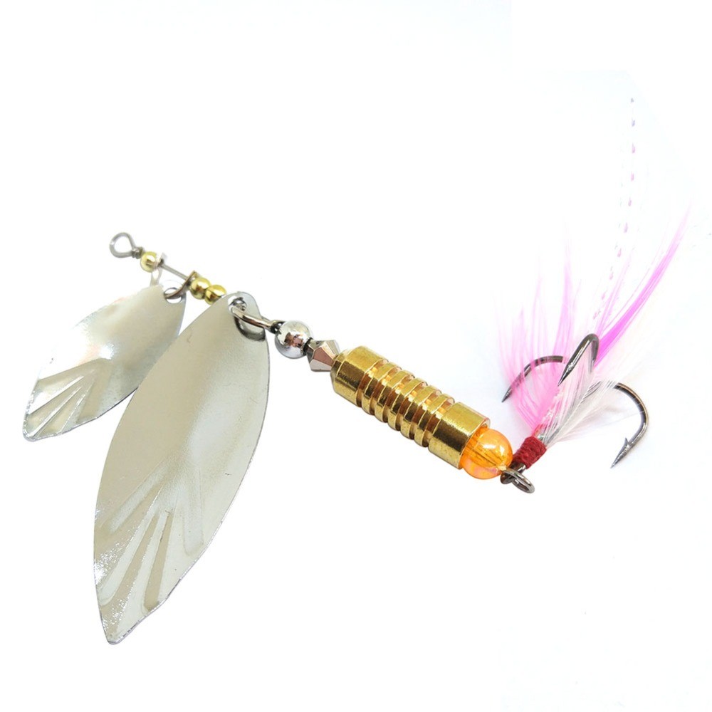 Spinnerbait Metal Saltwater Bass Fishing Lure with Treble Hooks Spinner