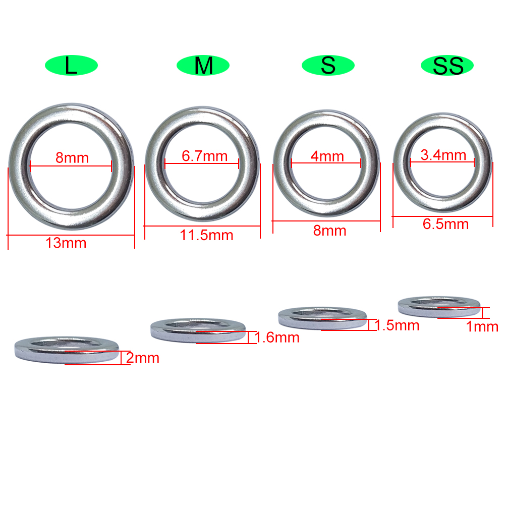 Cheerouters Heavy Duty Stainless Steel Smooth Solid Rings Forged Unbreakable Figure 8 Shape Rings Jigging Saltwater Fishing Assist Hooks Fishing
