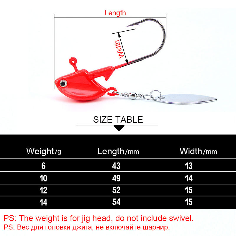 Jig Hook Jighead Fishing Hooks 6g 10g 12g 14g Fishing Jig Head