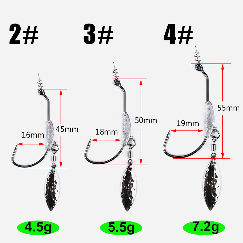 Jig Hook Swim Blade Jighead 4.5g 5.5g 7.2g Lead Jig Head Hooks