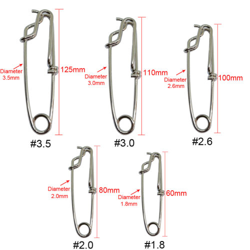 Strength Fishing Line Clips Stainless Steel Spring loaded Snaps