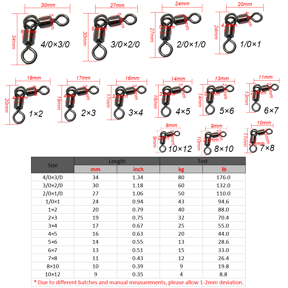 10pcs 3 Way Fishing Swivels Double Rolling Triangle Joint T-Shape