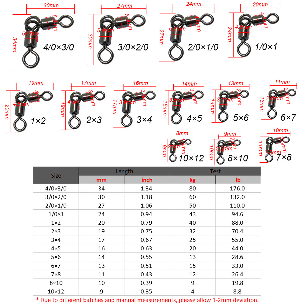 OROOTL 3 Way Swivels Fishing Tackle, 60pcs Three Way, Fishing 3 Way Swivels - Al