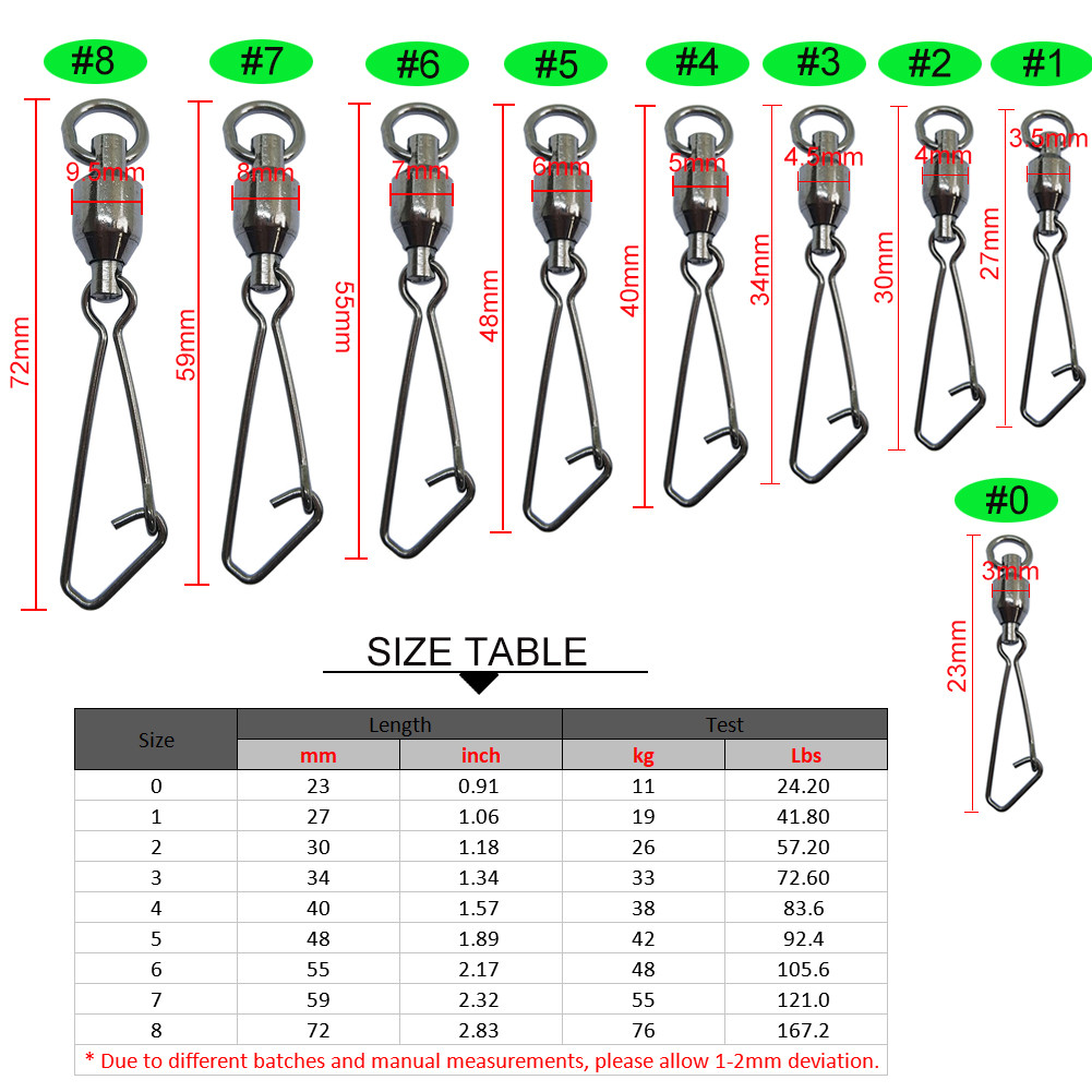 Fishing Ball Bearing Swivels with hooked fast link snap