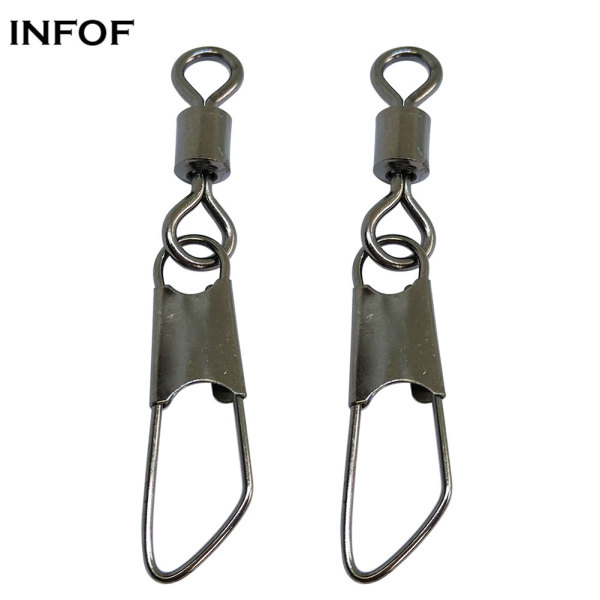stainless steel  fishing rolling swivels with safety snap ,rated from 5 LB to 104 LB
