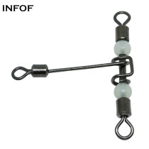 3 way Luminous Fishing  T Shape Cross line Rolling Swivel with Pearl Beads ,rated from 18 LB TO 97 LB