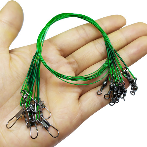 72 X Stainless Steel Wire Leader for Fishing with Swivels and Snaps 30LB<!--  -->