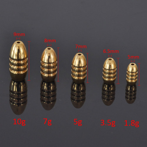 Fishing Sinkers 1.8g/3.5g/5g/7g/10g Copper Worm Weights Bullet Shape  Fishing Accessories Casting Sinker