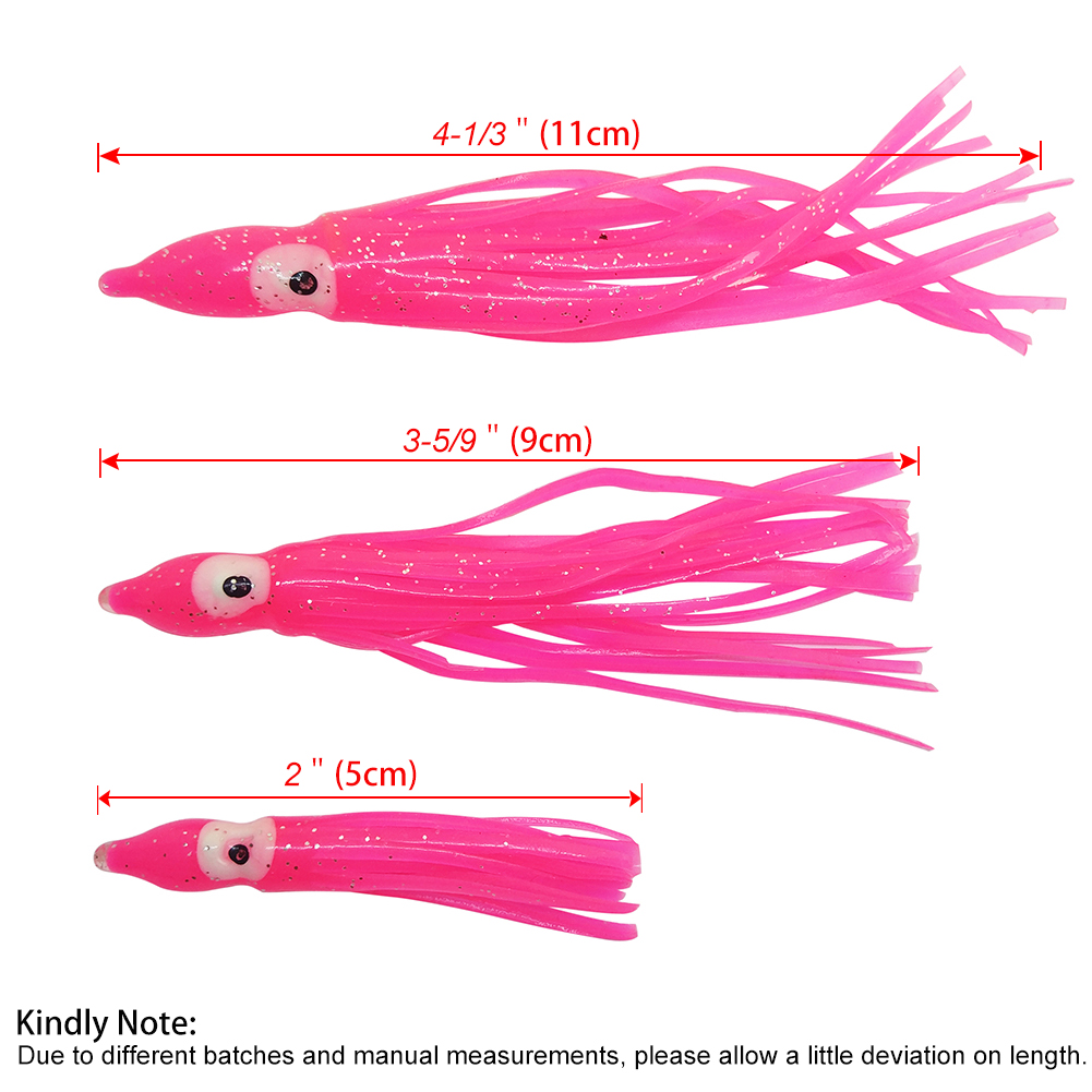 25/50/100 9cm UV Squid Skirt Lure Saltwater Soft Fishing Lures Assist Hook