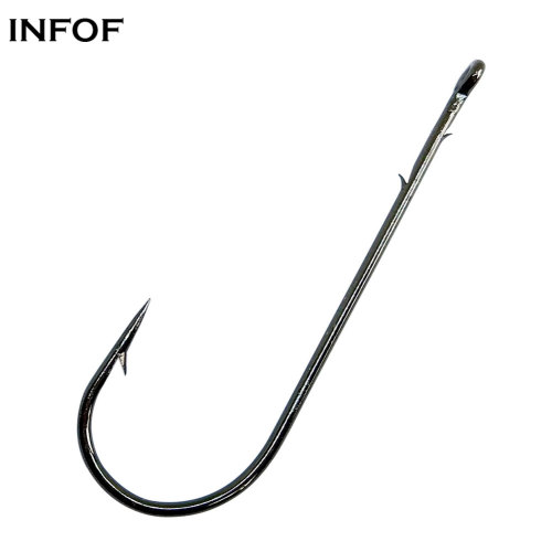 Fishing Hook Straight Shank Round Bend Hook #2/0 Carp Worm Hook Fishhook  Saltwater Hooks