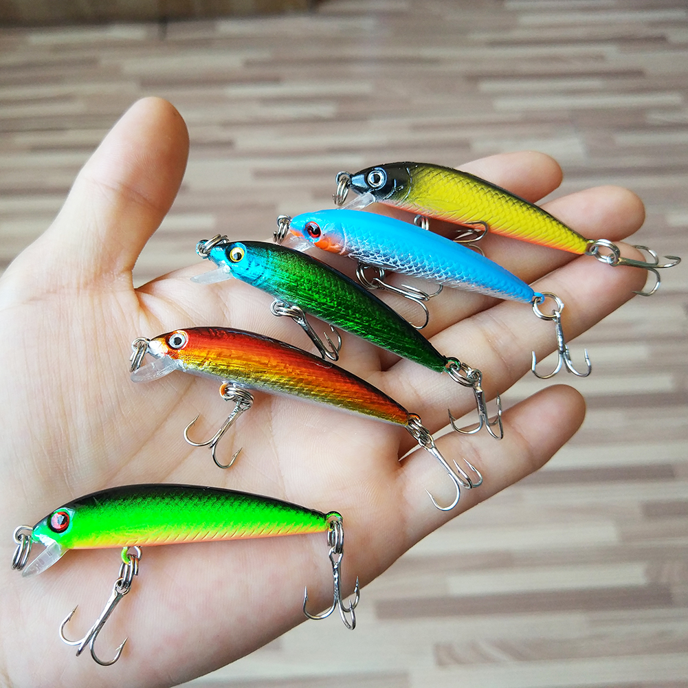 Minnow Fishing Lures Set - 5 Piece Hard Baits For Trout, Bass & Perch