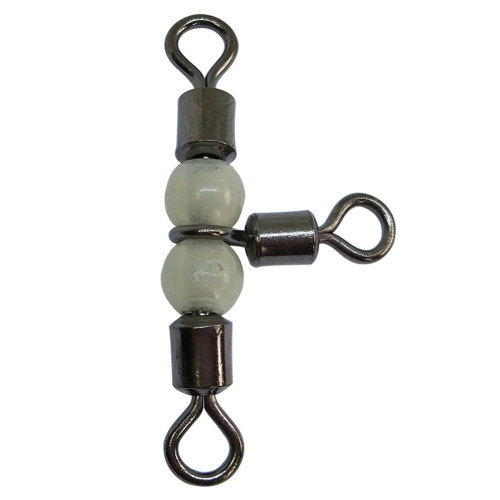 3 way luminous Fishing swivels cross line rolling swivel with pearl  beads,rated from 18 LB to 126LB