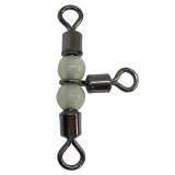 3 way luminous cross line  Fishing  rolling swivel with pearl beads ,rated from 18 LB to 126LB