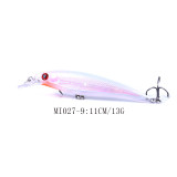 Plastic Laser Minnow Fishing bait with steel beads inside ,4# treble hook, hard Fishing lures,4.33 /11cm,0.47oz/13.4g