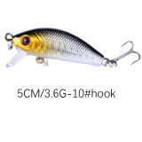 Minnow Fishing lures with 10# treble hooks ,crank baits swim carp fishing baits bass fishing tackle,1.96 /5cm,3.6g/0.12oz