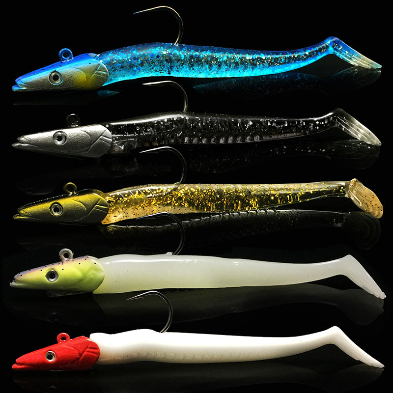 Buy Soft Fishing Lures Jig Head with T Tail Soft Fish Baits, 22g Sinking Fishing  Baits Swimbaits Fish Hooks Paddle Tail Sand Eel Including 2 Luminous Fishing  Jigs for Pike Bass Trout