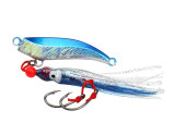 Lead Jig Head 80g 100g Trolling Jigs with Squid Skirts 2 Single-assist Hooks Jigging Saltwater Fishing Lure