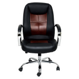 High Back Black Leather Executive Swivel Chair with Chrome Base and Arms
