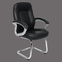 Hot sale black leather office guest chairs without wheels