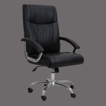 New design rotating black leather office chair with chrom base