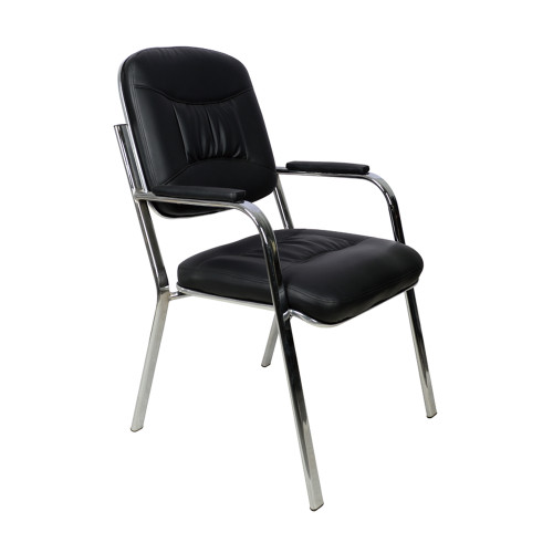 Leather Office Chair Waiting Room Guest Reception Side Conference Chair Black