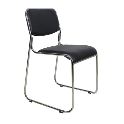Wholesale office furniture no wheel PU leather bow metal frame meeting conference room computer chair