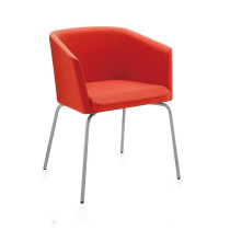 Modern red leather dining chair with armrest