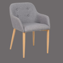 Button fabric dining chair with wooden legs