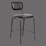 High end retro black leather dining chair bar stool