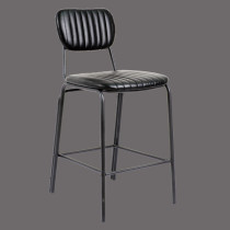 High end retro black leather dining chair bar stool