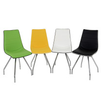 Modern colorful leather dining chair with chrome legs