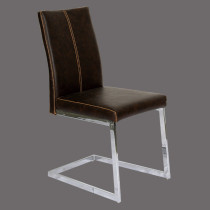 Upholstered leather dining chair metal frame dining room chair