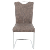High back modern leather dining chairs with bow shape chrome base