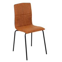 Cheap Price High Back Durable Powder Coated Finishing Frame PVC Leather Dining Chairs