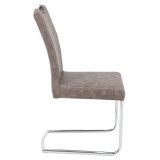High back modern leather dining chairs with bow shape chrome base