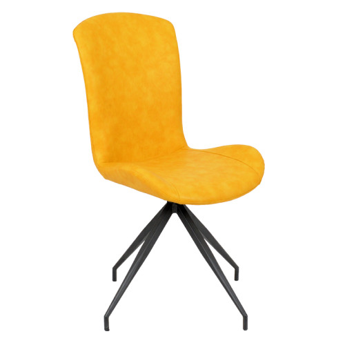 Yellow bright swivel leather dining chair
