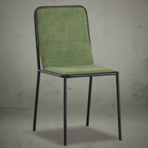 Metal frame green fabric dining chair