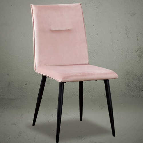 Flannel dining chair pink metal legs