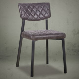 Heavy duty dark gray leather dining chair