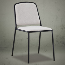 Metal frame white fabric dining chair