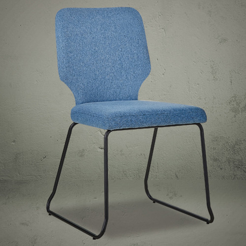 Armless modern dining chair blue
