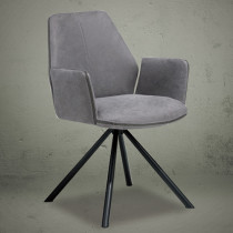 Dining chairs ligh gray metal legs fabric seat