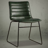 Dining chairs mid back antique design leather dark green
