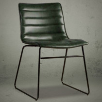 Dining chairs mid back antique design leather dark green