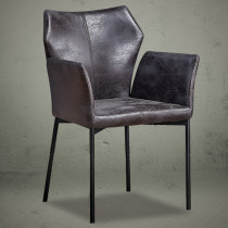 Dining chairs dark gray leather high back armrest