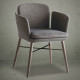 Dining chairs fabric light gray armrest high back