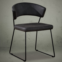 Dining chairs mid back leather dark brown