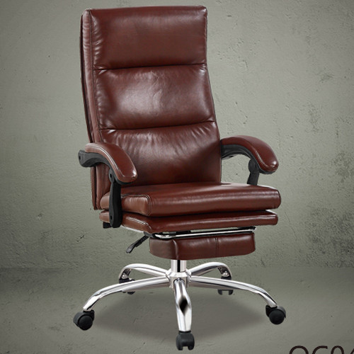 office chairs brown leather high back footrest swivel
